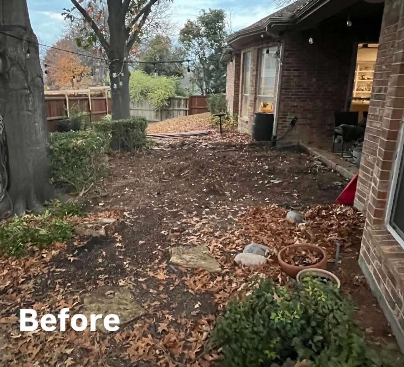 Patio Extension before landscaping transformation by JP Landscapes in Dallas-Fort Worth